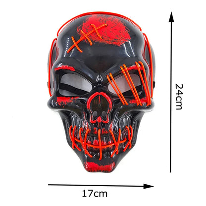 LED Glowing Skull Mask Full Face Halloween 2025 Cosplay