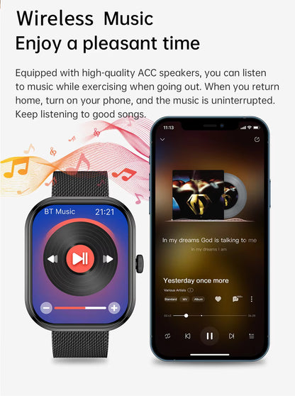 2025 Health Smartwatch BP+ECG+HRV+BG Monitor with SpO2, Heart Rate, Sleep & Fitness Tracking