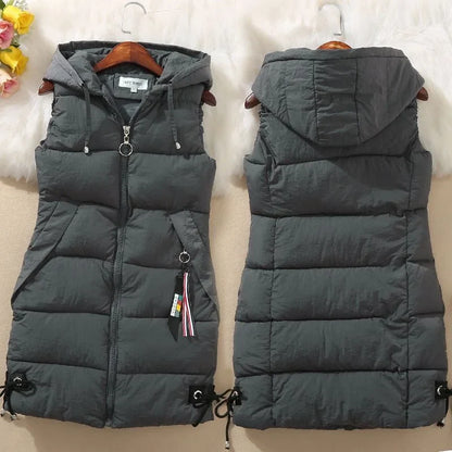 Warm Cozy Women’s Puffer Vest – Long Quilted, Cotton Shell