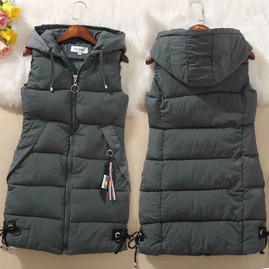 Warm Cozy Women’s Puffer Vest – Long Quilted, Cotton Shell
