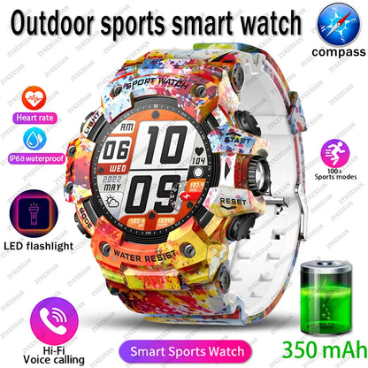 Smart Watch Rugged Outdoor Edition Fall 2025 Bluetooth Calls Waterproof IP68 Compass Flashlight SOS 1.39 Inch Display