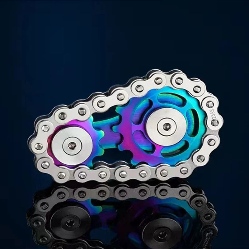 Fidget Spinner Metal Chain Gear EDC Rainbow Focus Toy