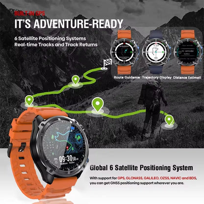 GPS Smartwatch 5ATM Waterproof Rugged Military Outdoor Watch Fall 2025 Offline Maps All-Day Battery