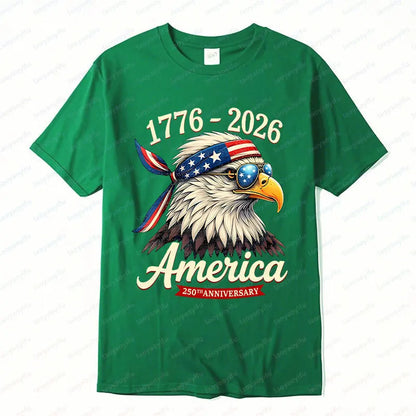 Soft Unisex Bald Eagle Graphic Tee - Short-Sleeve, Durable Cotton, For 250th Anniversary Independence Day Celebration