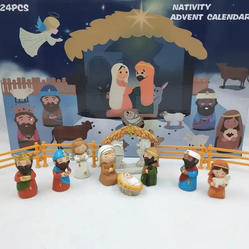Nativity Advent Calendar 24 Pcs Miniature Nativity Figurines Set for Christmas Countdown 2025 Family Activity