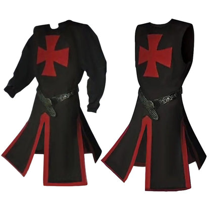 Costume de cosplay des Chevaliers Templiers Croisés - Ensemble authentique de tunique et de cape pour Halloween