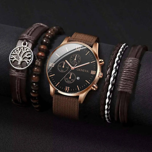 Quartz Watch And Bracelet Set Nylon Band Casual Gift