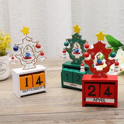Adorno de calendario de cuenta regresiva de madera para Navidad, decoración de mesa