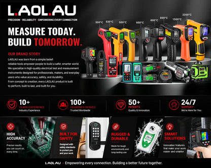 LAOLAU 2-in-1 Laser Tape Measure 5M/16FT – Type-C Rechargeable Class II Laser Auto-Lock Tool 2026