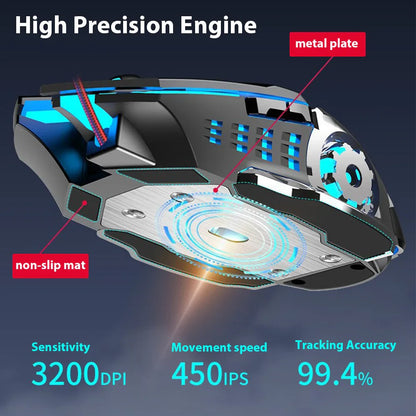 Wireless Gaming Mouse Rechargeable Silent RGB Backlight
