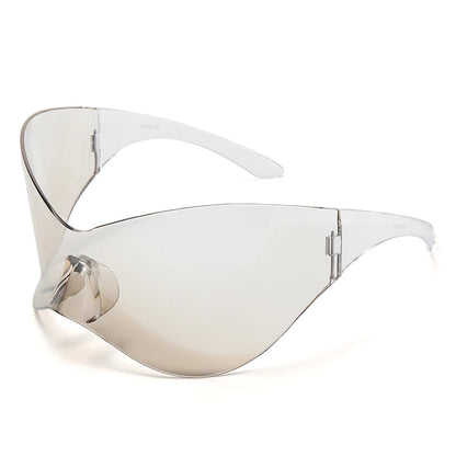 Oversized Punk Rimless Sunglasses for Men and Women, Hip Hop Sport Shades