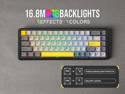 Teclado mecánico 68 teclas inalámbrico Bluetooth RGB efecto Hall