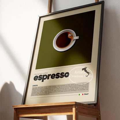 Art mural café six panneaux décoration minimaliste cuisine café