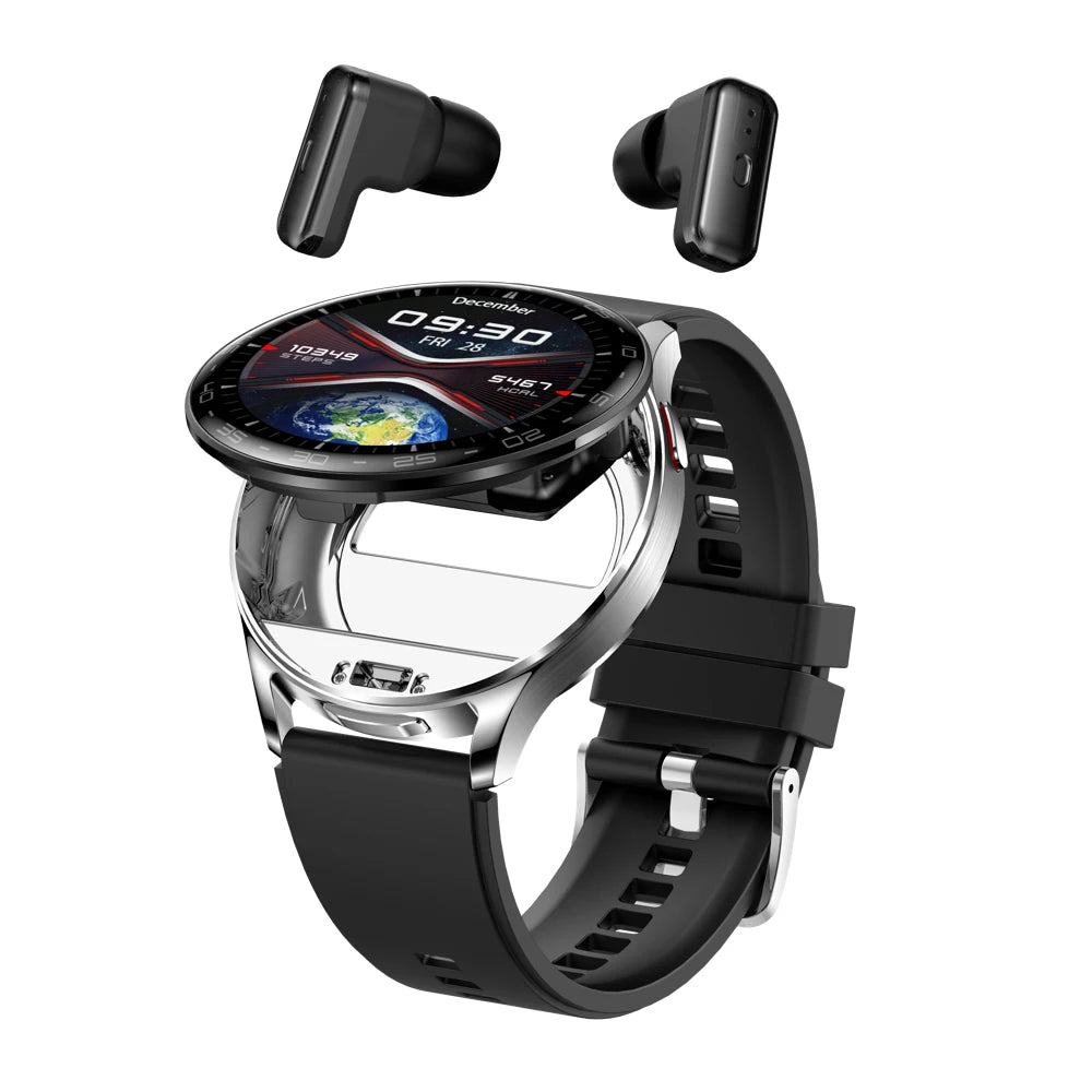 Smartwatch med TWS-øretelefoner, 1,39-tommer touchskærm, pulsmåler, multisport-tilstand, 300mAh batteri efterår 2026