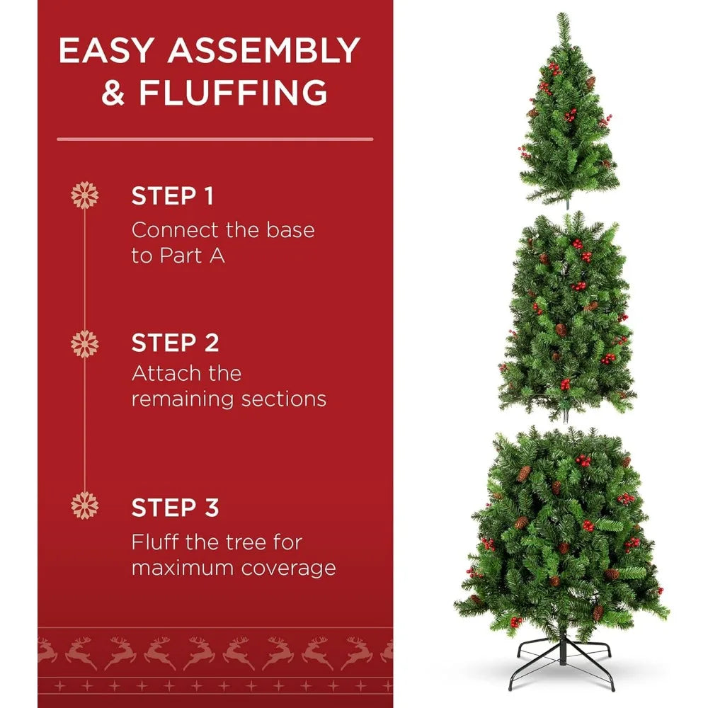 Pre-Lit Pine Pencil Christmas Tree - Pre-Decorated Holiday Decoration with Incandescent Lights for Home, Office & Parties