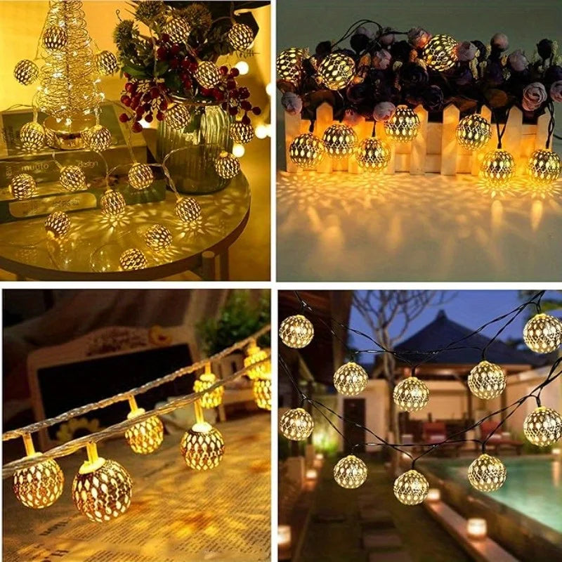 Luci a stringa solari palla marocchina LED impermeabili 8 modalità decorazione festa da giardino Natale 2026