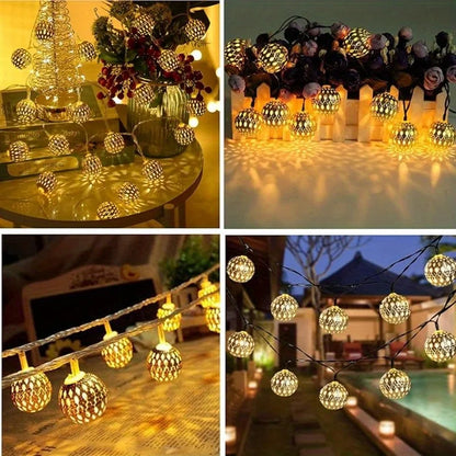 Luci a stringa solari palla marocchina LED impermeabili 8 modalità decorazione festa da giardino Natale 2026