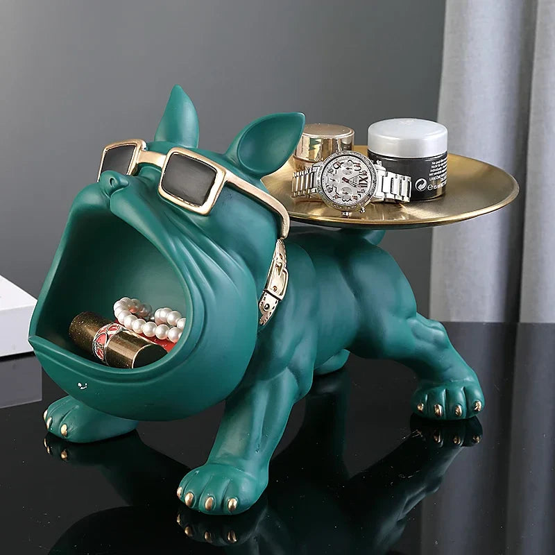 Dog Statue 30cm Bulldog Figurine Storage Box Resin Home Decor Fall 2025 Organizer Gift Idea