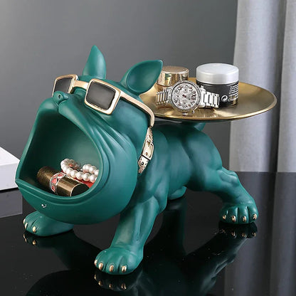 Dog Statue 30cm Bulldog Figurine Storage Box Resin Home Decor Fall 2025 Organizer Gift Idea