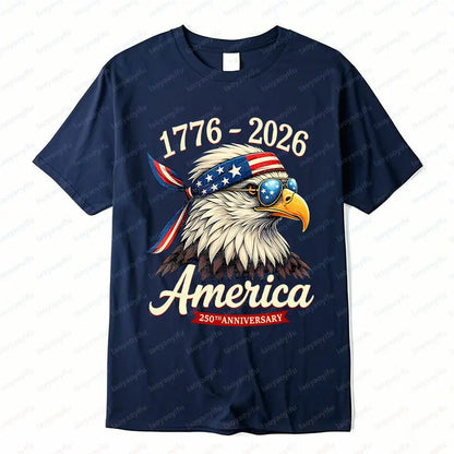 Soft Unisex Bald Eagle Graphic Tee - Short-Sleeve, Durable Cotton, For 250th Anniversary Independence Day Celebration