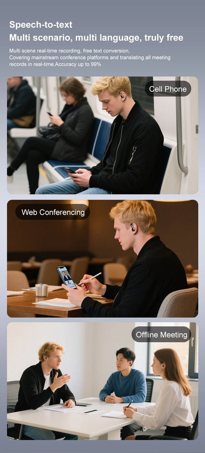 AI Translation Earbuds With Noise Canceling Ear Hook Sports