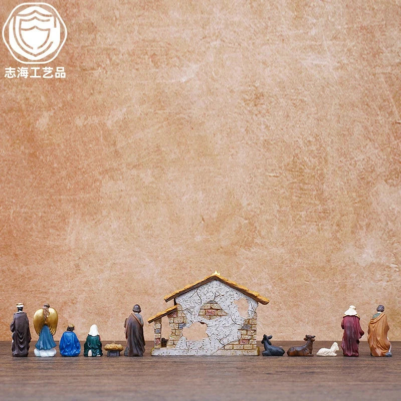 Nativity Scene 5cm Resin Set Table Centerpiece Christmas 2025 Gift Box Decor