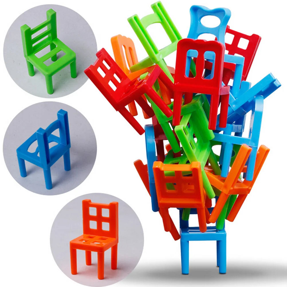 Educational Balance Chairs Game for Kids - Colorful 18-Piece Toy Set, Eco-Friendly ABS Plastic, Fun Learning Activity