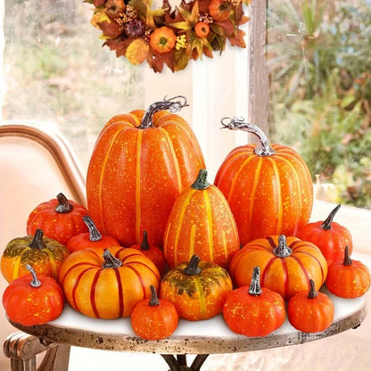 7-Piece Foam Plastic Artificial Pumpkin Set Orange Halloween Harvest Festival Home Table Decor 2026