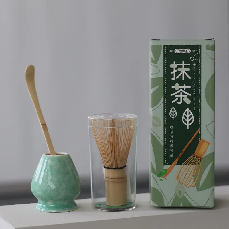Keramisk Matcha Tesett med Bambusvisp Gaveeske Sett