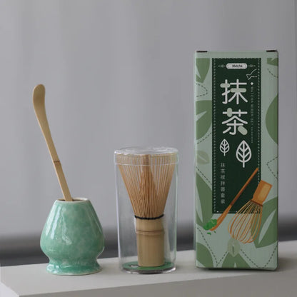 Keramisk Matcha Tesett med Bambusvisp Gaveeske Sett