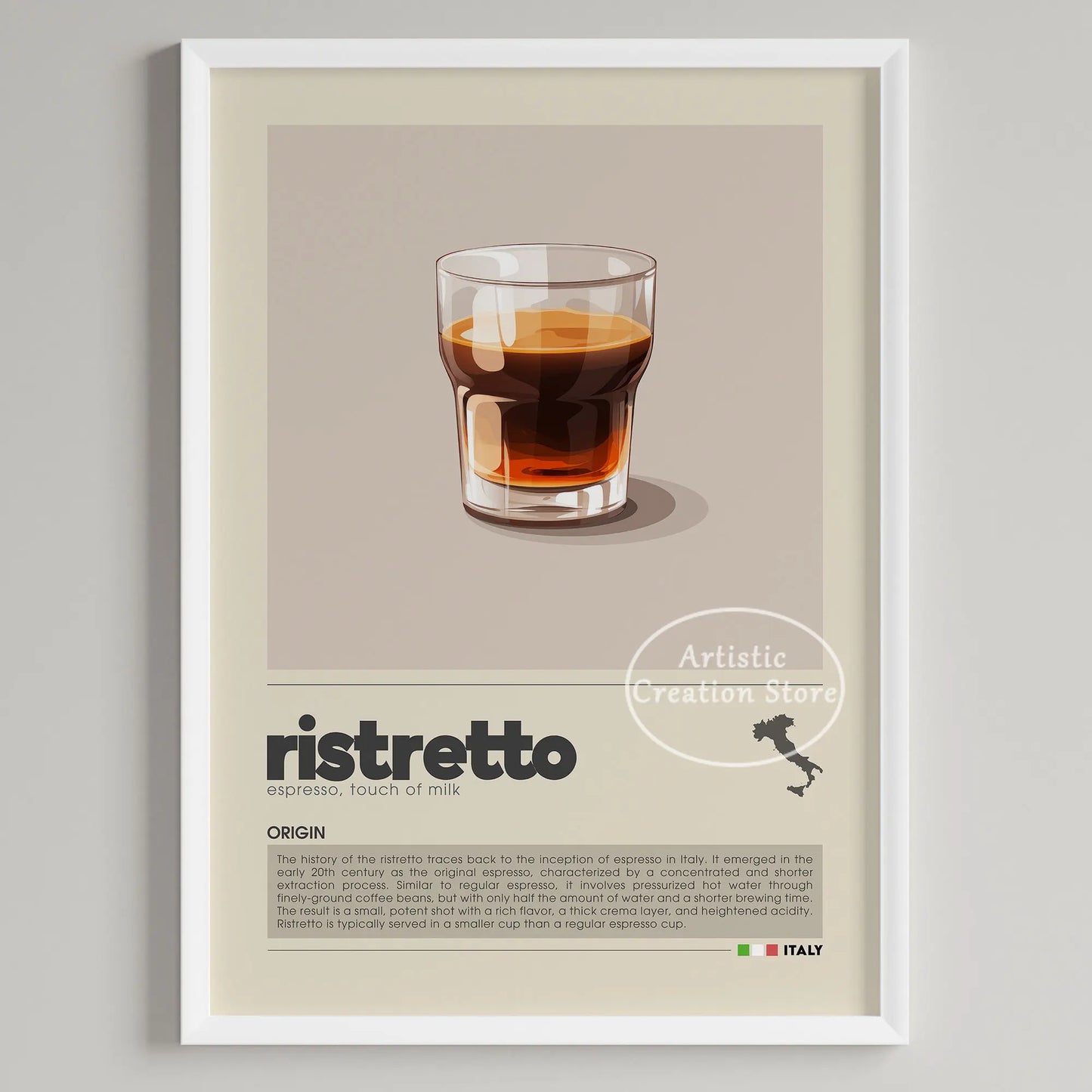 Art mural café six panneaux décoration minimaliste cuisine café