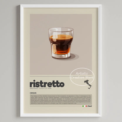 Art mural café six panneaux décoration minimaliste cuisine café