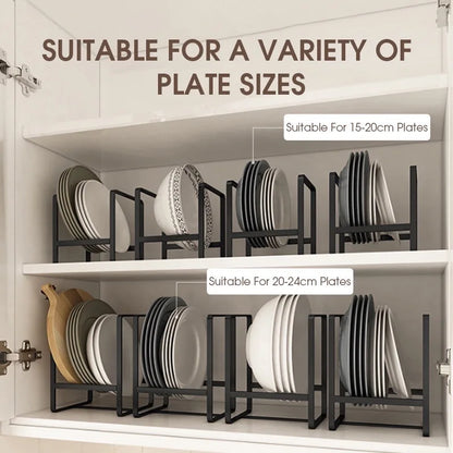 Plate Rack Countertop Dish Organizer Metal Layered Drain