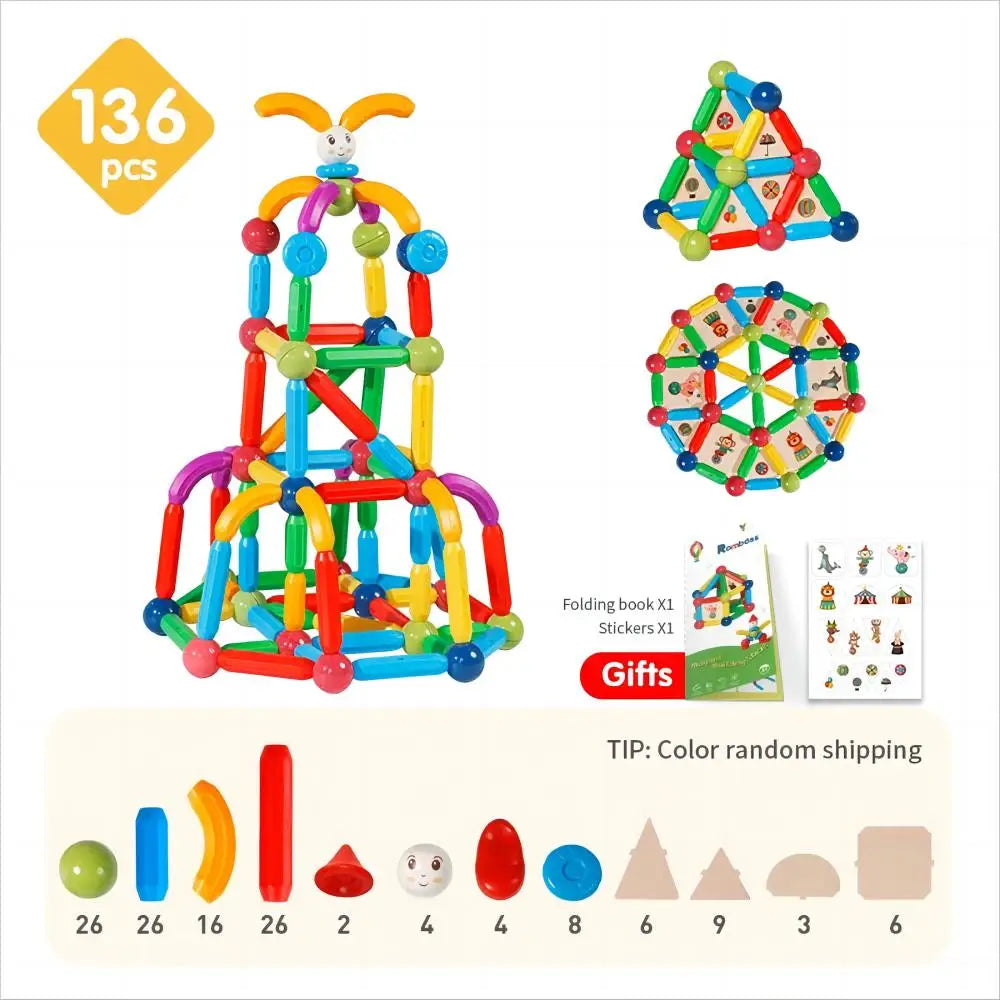 Magnetic Building Blocks Set - Kids Educational Toy with Magic Magnet Sticks & Balls for Creative Play, Ideal Gift for Boys and Girls