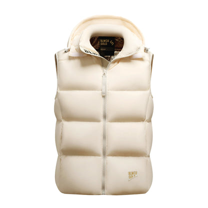 Warm Men's Down Vest - Boxy Quilted, Cotton Blend, Autumn