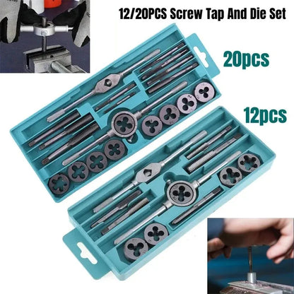 Tap And Die Set 20Pcs M3-M12 Metric Thread Tools For DIY Metalworking Kit
