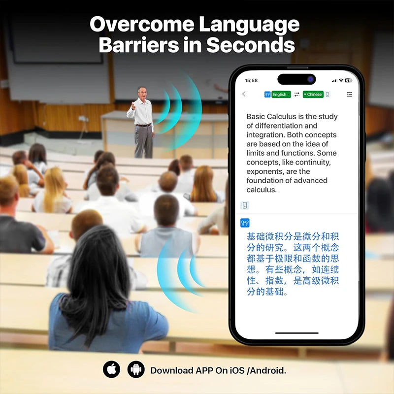 AI Translator Earbuds Offline 144 Languages 60H Case