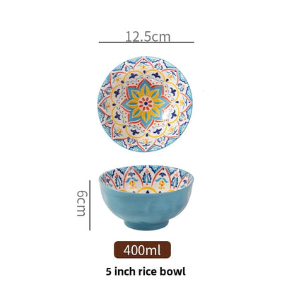 Boheme keramisk riskål retro nudelskål køkkengave