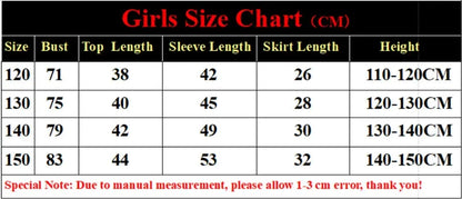 Girls Cheerleader Printed Letter T-Shirt and Skirt Cosplay Costume Set Ages 3–12 Halloween 2026
