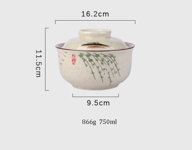 Ramen Skål Stor Keramik Med Lock Retro Höst 2025 Bordsporslin