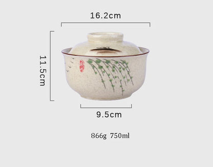 Ramen Skål Stor Keramik Med Lock Retro Höst 2025 Bordsporslin