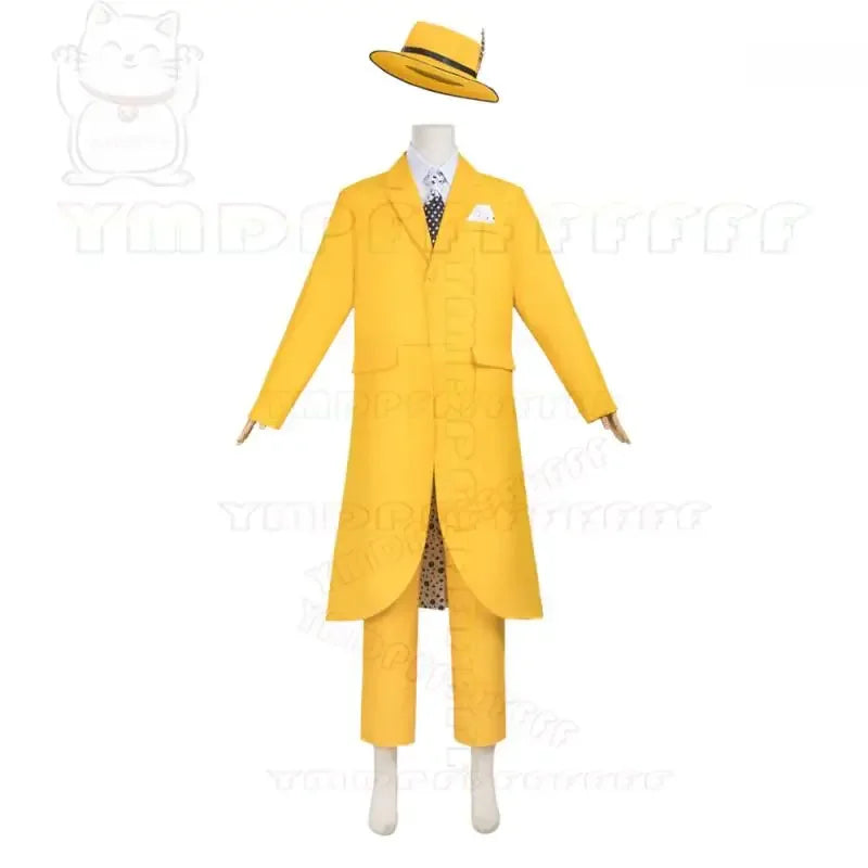 Jim Carrey The Mask-cosplaykostuum met groen gezicht en geel pak, anime-set voor volwassenen, Halloween 2026