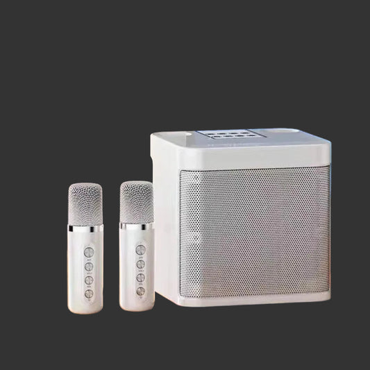 Sistema de karaoke con altavoz Bluetooth portátil inalámbrico 10W con 2 micrófonos sonido para fiesta al aire libre otoño 2025