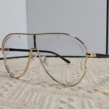 Oversized Pilot Punk Sunglasses Women Big Frame 2025 Hollow Shades for Ladies