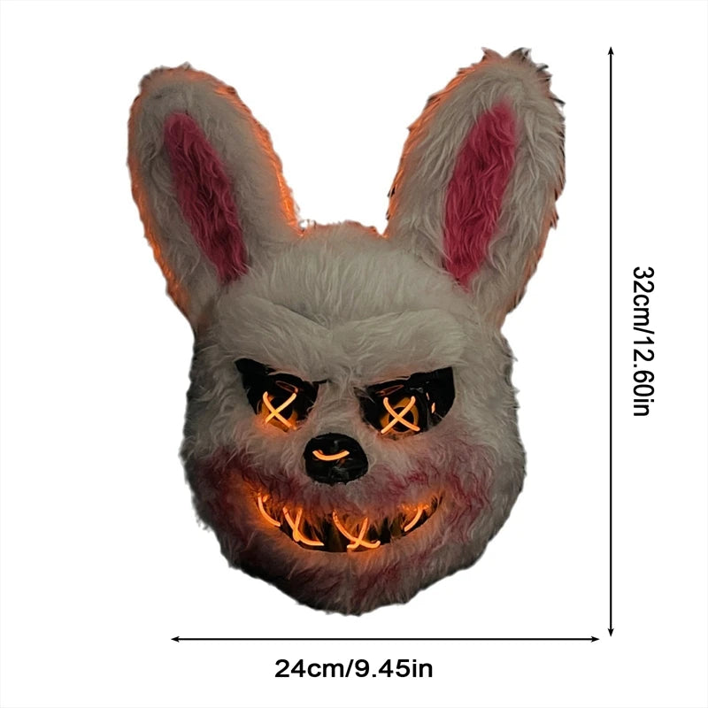 Halloween LED Mask Faux Fur Bunny Bear Cosplay Spooky