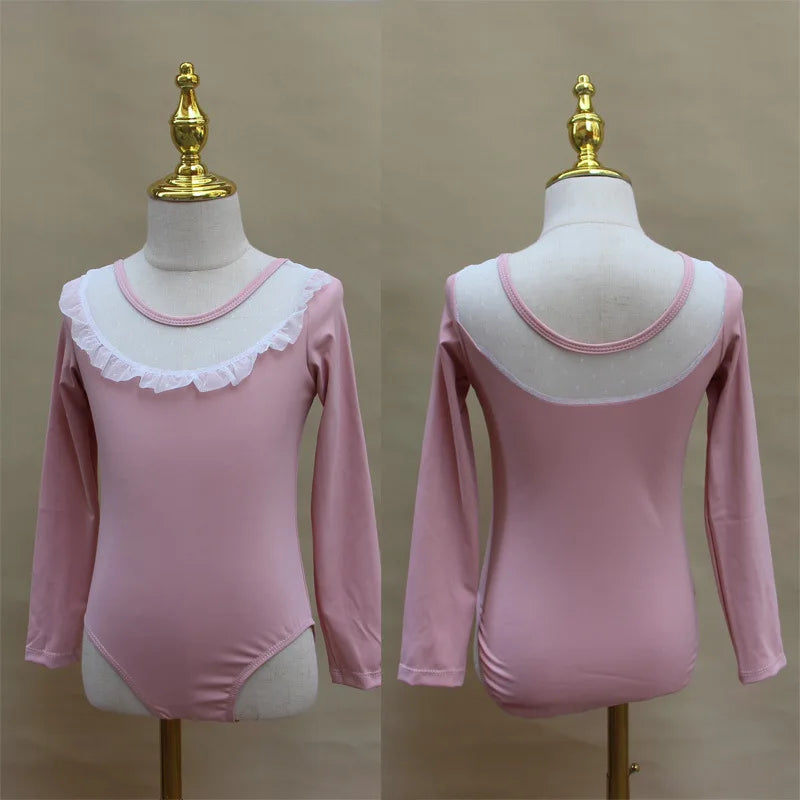 Set body leggero da balletto per ragazze - top con maniche a sbuffo, gonna tutu in tulle, poliestere, per lezione di danza