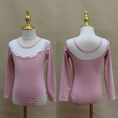Set body leggero da balletto per ragazze - top con maniche a sbuffo, gonna tutu in tulle, poliestere, per lezione di danza