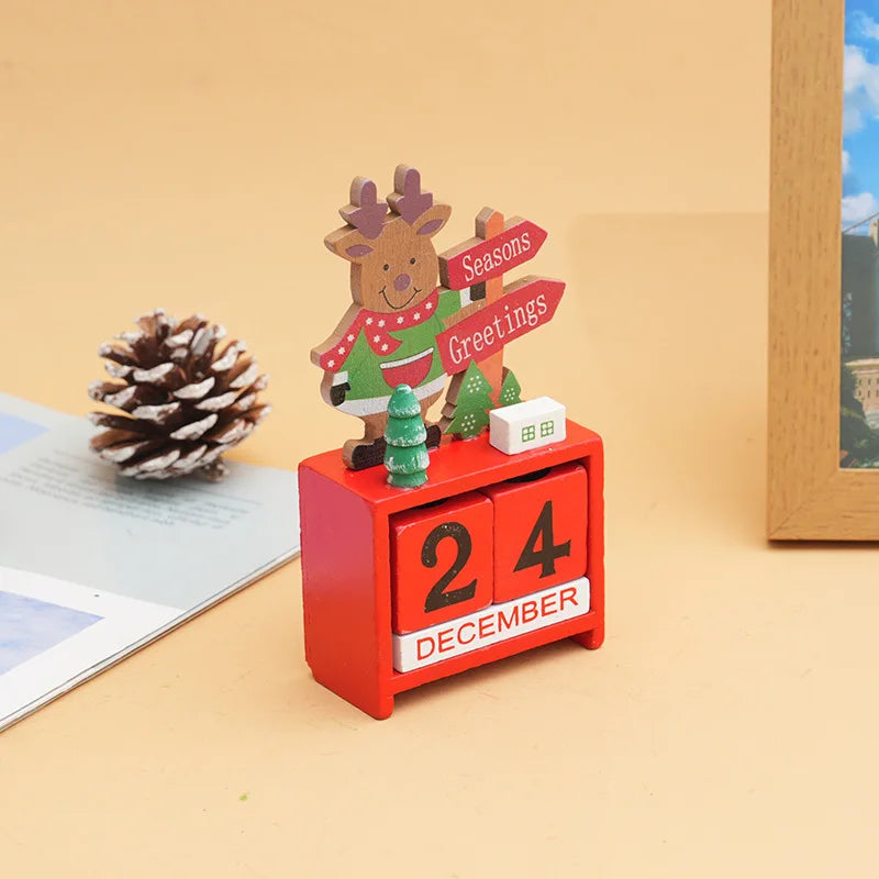 Adorno de calendario de cuenta regresiva de madera para Navidad, decoración de mesa