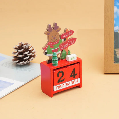 Adorno de calendario de cuenta regresiva de madera para Navidad, decoración de mesa