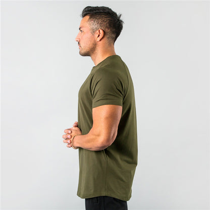 Breathable slim fit men's gym t-shirt – short sleeve, cotton blend, for workout & casual wear